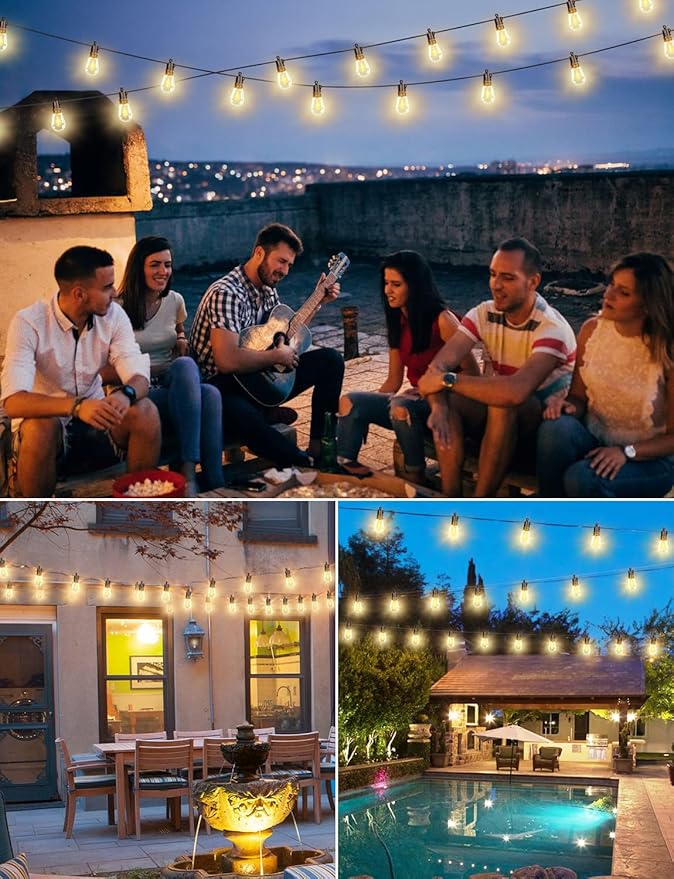 Brightever LED Outdoor String Lights, 75FT Patio Lights with 26 S14 Shatterproof LED Bulbs, Commercial Grade Waterproof String Lights for Outside, 2700K Dimmable Outdoor Lighting for Patio, Camping