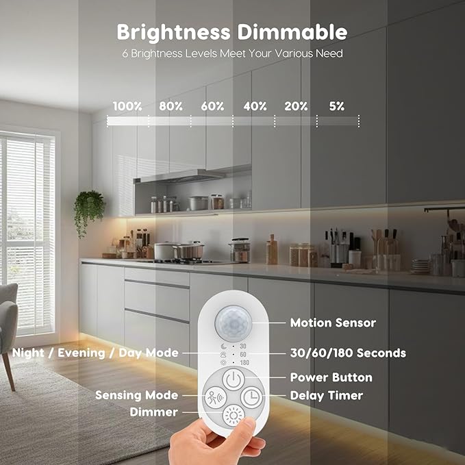 Dual Sensor Stair Light Strip, Double Motion Activated Sensor LED Strip Light for Stairway (Power Adapter (16.4FT Cable), Warm White 3000K (32.8FT White Light Strip))