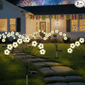 Solar Football Garden Lights – Swaying LED Solar Lights Outdoor for World Cup Decor, Outdoor Waterproof Patio & Yard Lights with Flexible Wire & Heavy Base, Warm White (2 Pack)