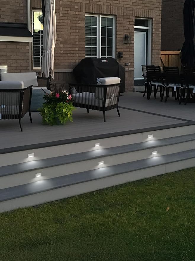LEONLITE 12-Pack White 5CCT 120V LED Step Lights, 150LM 5%-100% Dimmable Stair Lights Indoor Outdoor IP65 Waterproof, Aluminum Anti-Glare Shell, CRI90 ETL 2700K/3000K/3500K/4000K/5000K