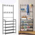 iMounTEK Coat Hat Rack Shoe Storage Shelf 5 Tier Entryway Coat Hat Rack Shoe Rack Freestanding Hall Tree Garment Hanger Stand Clothes Shoe Organizer for Home,living room, office, bedroom