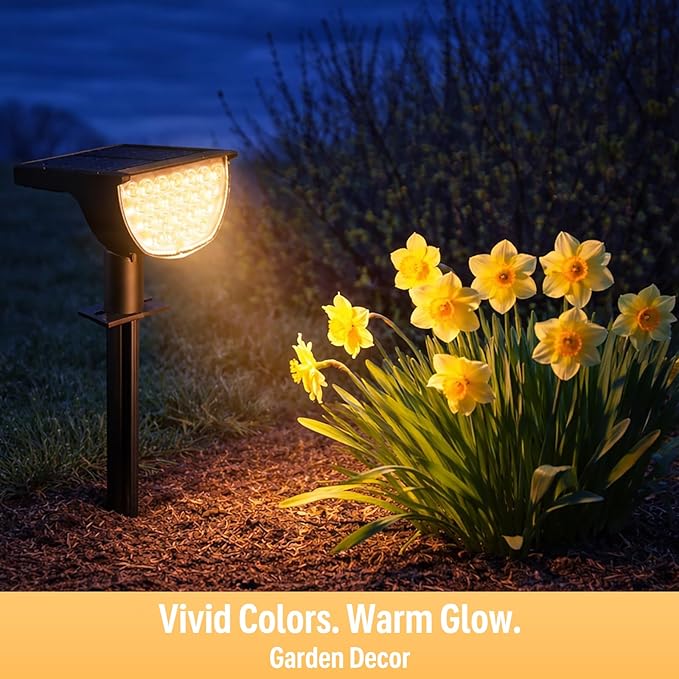 Solar Lights Outdoor Waterproof IP65, Solar Powered 76 LED 3 Lighting Modes Solar Spot Lights Outdoor for Yard Garden Landscape Pathway (Warm White, 4 Pack)