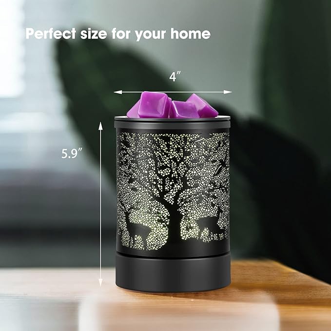 Fragrance Wax Melts Warmer with 7 Colors LED Changing Light Scent Oil Candle Warmer for Home Office-Deer Timer