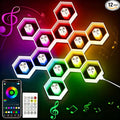 Hexagon LED Lights - 12 Pack Smart APP RGBW Gaming LED Light with Remote Control & Music Sync Honeycomb Shape Hexagon Wall Lights for Bedroom, Living Room Wall, Gaming Decor