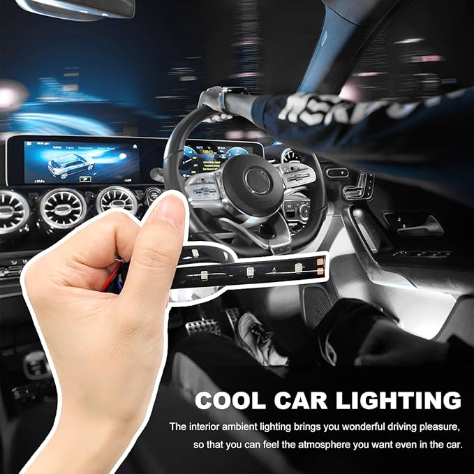6 PCS 15 LED Strip Underbody Light, DC 12V 1Ft Flexible Underglow Car LED Light Strip with 6 Inch Wire, Waterproof LED Interior Exterior Decoration for Car Truck Motorcycle (White)