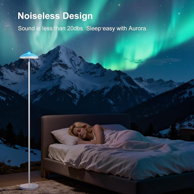 DUSKTEC Floor Lamp with RGB Star Projector, 15W 1400LM Dimmable 4 Color Temperatures LED Standing Lamp with Remote, Modern Tall Corner Lamp for Living Room, Bedroom, Office (White)
