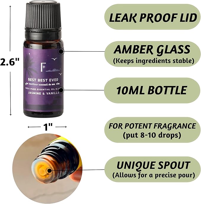 Folkulture Sleep Essential Oils Set for Diffuser | Set of 6 Aromatherapy Oils for Better Sleep, Relaxation & Meditation | Lavender, Rosemary, Peppermint & Calming Blends | Self Care Gift for Her & Him