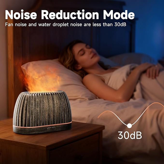 Essential Oil Diffuser, Flame Effect Aromatherapy Diffuser with 7-Color LED Lights & Auto Shut-Off, Ultrasonic Diffusers for Home, 120ml Samll Scent Diffuser for Essential Oils - Gold