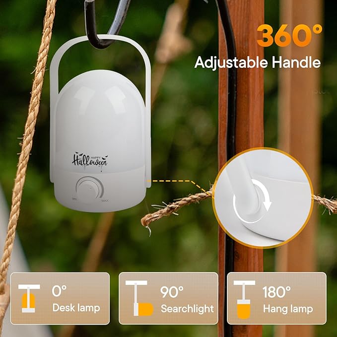 Table Lamp 1200mAh Bedroom Lamps Halloween Rechargeable Camping Light Small Lamps for Small Spaces,White A