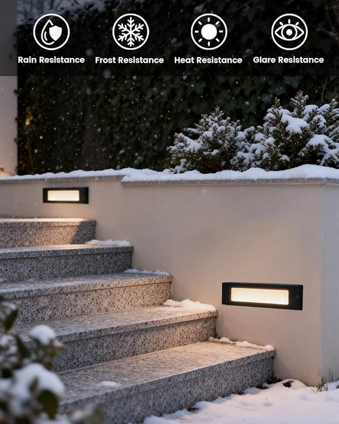 Low Voltage LED Step Lights (6.5×0.67×1.44 in) - 1.2W Die-Cast Aluminum Stair Lighting with Patent Connector, Wet Location Safe Outdoor Steps 1-Pack