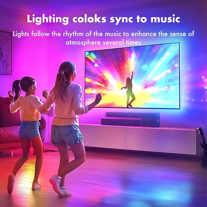 LED Lights for TV, RGB TV Backlight Behind, 16.4ft LED Lights for 45-75 Inch TVs, Music Sync Bluetooth APP & Remote Control USB Powered,Strip Lights for Bedroom, Xmas, Home Décor (16.4ft)