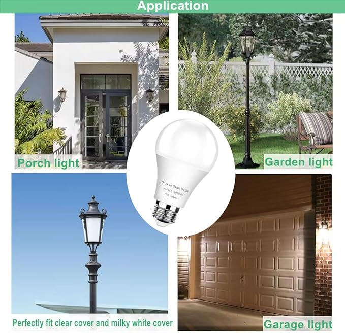 GEPLAD 12-Pack Dusk to Dawn A19 LED Light Bulb Outdoor - 1100LM Bright, 2700K Warm White, Auto On/Off with Lighting Sensor, Equivalent to 75W Incandescent Bulb