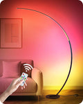 RGBW Floor Lamp, 75” Standing Tall Lamp, Dimmable Arc Floor Lamp for Living Room with Foot and Remote Control, 18 DIY Colors, 3000K-6000K White, LED Corner Lamp, Color Changing Ambient Light RB62LD05