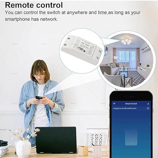 10A Wireless Smart Switch, Wi-Fi Light Switch Compatible with Alexa & Google Home & SmartThings, FCC Certified, No Hub Required Support DIY Module(2 Pack)