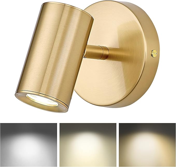 Gold Wall Sconce, Modern Wall Light Fixture, LED Track Lighting with GU10 Bulb for Bedroom Entryway Bathroom Kitchen,CKSL4830-1W-BB-B