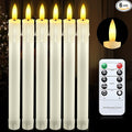 JOSU LED Flameless Taper Candles with Remote Timer, 6 Pcs Ivory Fake Candlesticks Battery Operated 3D Flickering, Realistic Electric Candles Warmer Lamp Light for Wedding Party Home Decor, 0.78"x8.86"