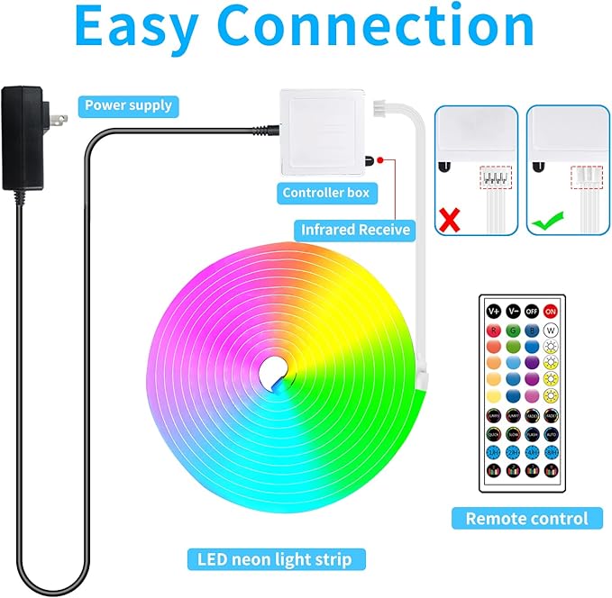 LED Neon Rope Lights 32.8FT,IP65 Waterproof LED Strip Lights, Music Sync LED Lights with Remote and APP Control,24V RGB LED Rope Lights for Bedroom,Holiday Decoration（with Snap &Screws）