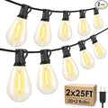 50FT(2X25FT) LED Outdoor String Lights, 20+2 Edison S11 Dimmable Bulb Waterproof Patio Lights, Connectable Hanging Strand for Balcony, Black