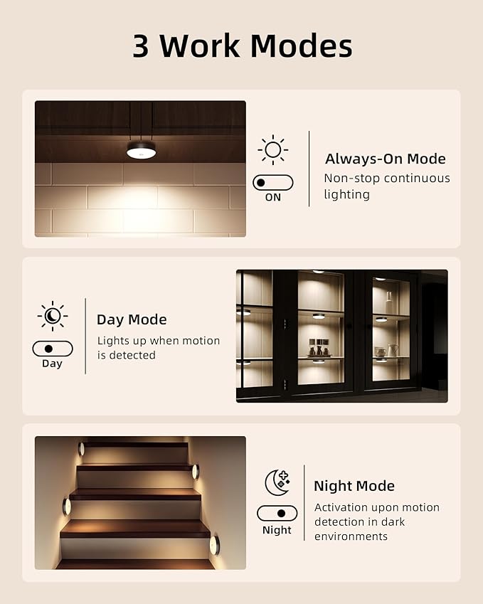 EZVALO Under Cabinet Lighting with Charging Station,1000mAh Rechargeable Puck Lights with Remote, 3 Color Temps & 12 RGB Closet Lights, Dimmable Motion Sensor Lights for Shelf, Kitchen (6 Packs)