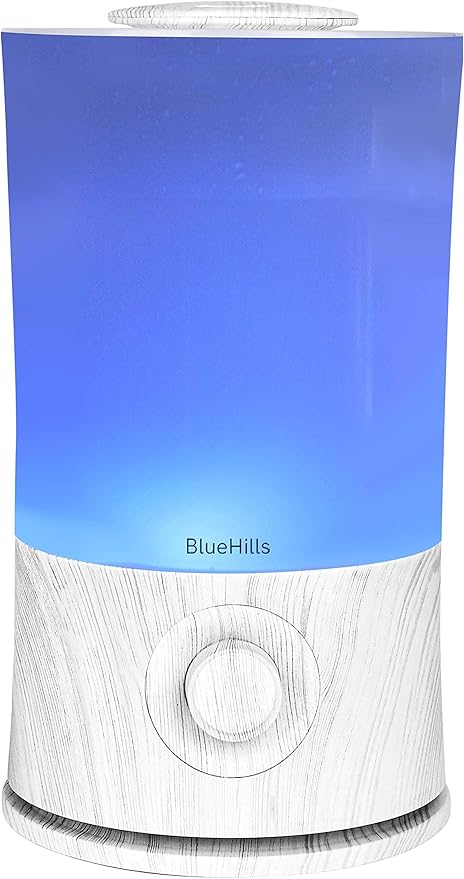 BlueHills Premium Large 2500 ML and 2000 ML XL Essential Oil Diffusers Humidifier Combo Set of 2 for Large Room Home with Décor LED Lights Great Gift – White and White Wood Grain