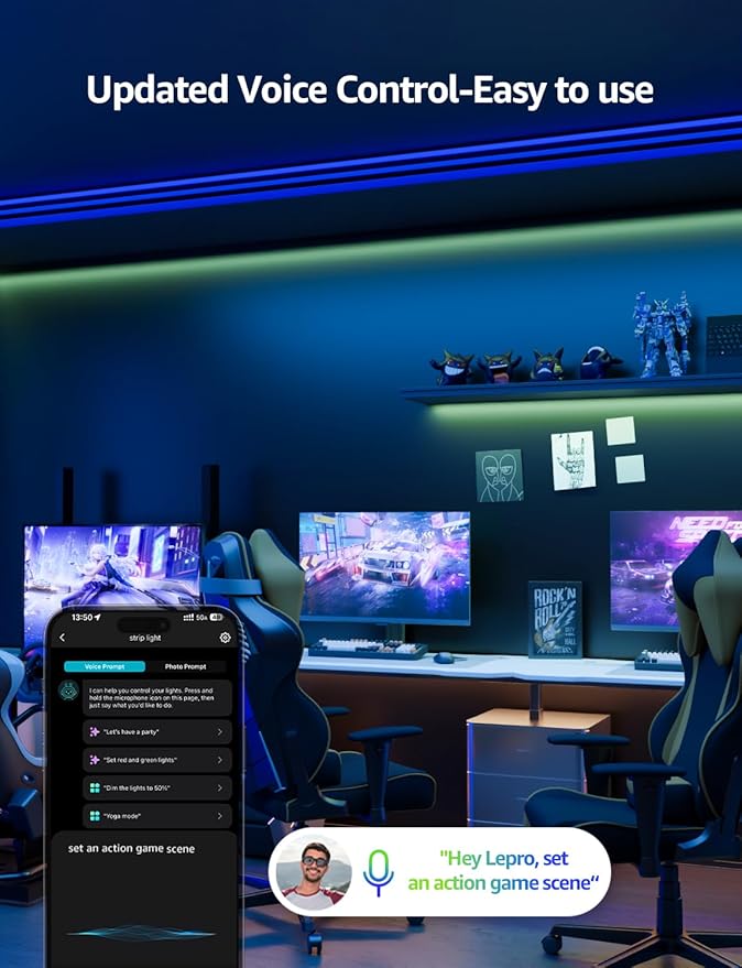 Lepro SE1 AI Smart LED Strip Lights - 32.8ft RGB Color Changing Light Strips with APP Control, AI Generated Lighting, Music Sync, 2.4GHz Wi-Fi & Bluetooth LED Lights for Home Decor (No Remote)