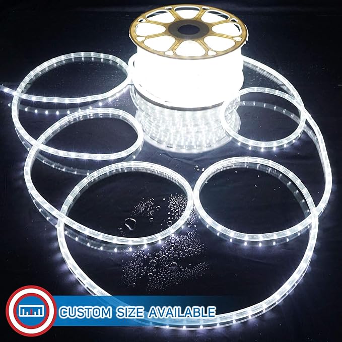 Russell Decor LED Rope Lights for Festival Holiday Party Wedding Seasonal Christmas Decoration Super Bright and Flexible Lights (Cool White, 80ft)