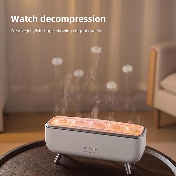 Aromatherapy Diffuser & Essential Oil Diffuser Humidifier with 5 Nozzles, Jellyfish Mist Design, 7-Color Gradient LED Lights, Remote Control, 300mL Water Tank for Home/Office