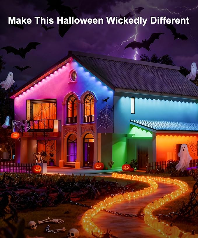 150Ft Permanent Outdoor Lights,Smart RGB Outdoor Lights with Remote APP Control, IP67 Waterproof Outside Light for House for Christmas, Halloween, Holiday, Party, Daily