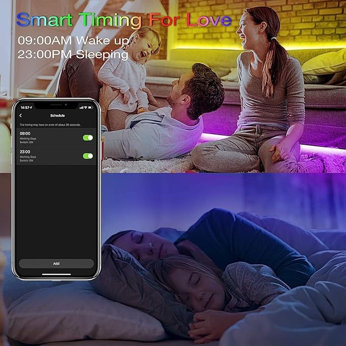 hyrion Smart LED Strip Lights 200ft WiFi, RGB Color Changing Lights Compatible with Alexa and Google Assistant, 16 Million Colors with App Control and Voice Control Led Lights for Bedroom, Room Decor
