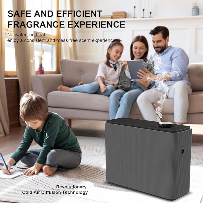 Smart Scent Air Machine 1000ML, Luxury Fragrance Diffuser Cover Up to 4500 Sq. Ft., Waterless Cold Air Diffuser for Home, Aromatherapy Diffuser for Essential Oils Large Room, Dimgray