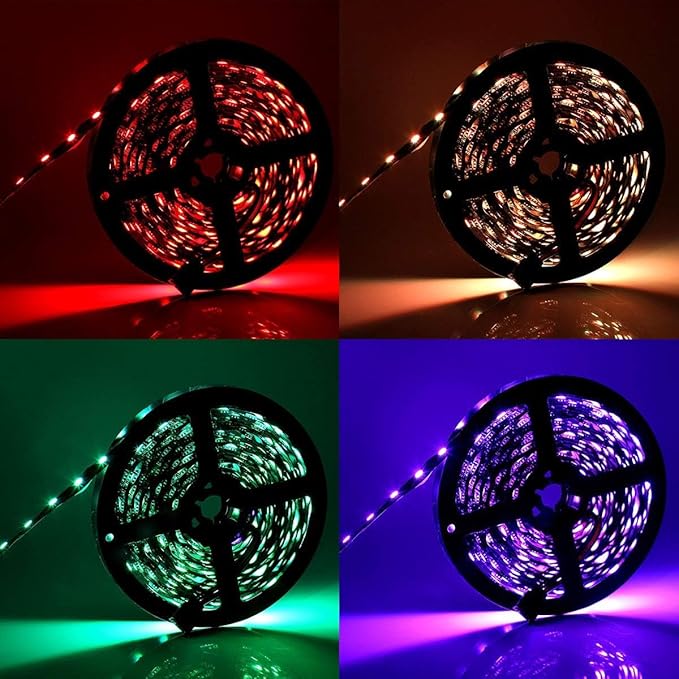 SUPERNIGHT 5050 RGB LED Strip Lights-32.8ft 600 LEDs, DC 24V Color Changing LED Lights Black PCB for Valentine Decor, Wedding Sparklers, Christmas Lights, Indoor Decoration (Only Light Strip)