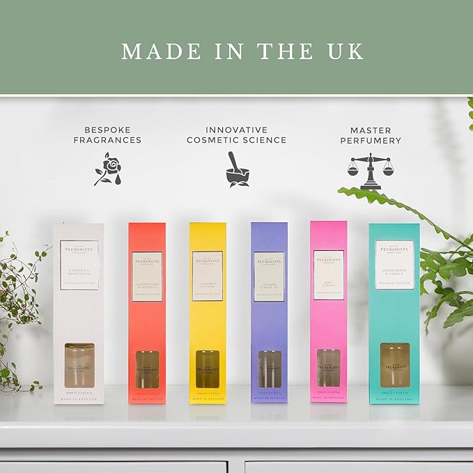 Pecksniff's Classic Diffuser Set | Enchanting Sandalwood & Vanilla Scent | Long-Lasting, Captivating Fragrance Diffusers for Home and Office, 100 ml/ 3.3 fl oz