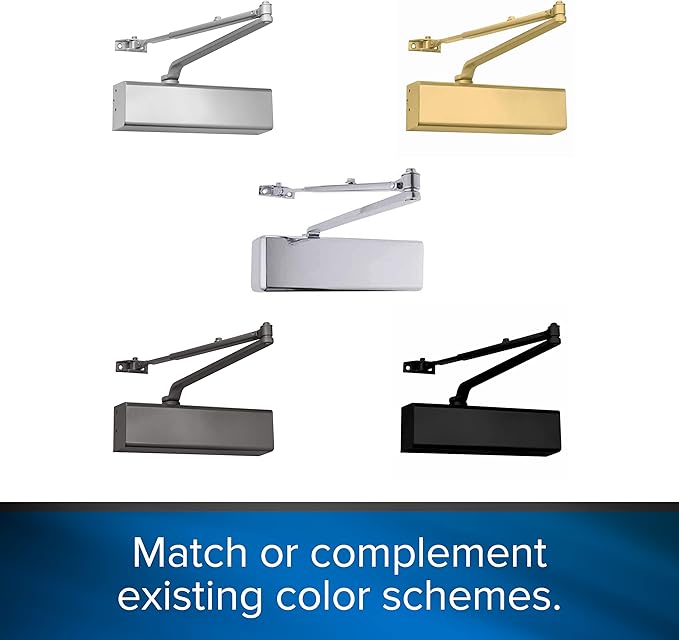 Lawrence Medium/Heavy Duty Door Closer Commercial Grade 1 - Surface-Mounted Commercial Automatic Door Closer with Adjustable 6-Speed Control and 3 Valves - Embassy Series LH5016