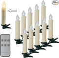 Flameless Candle LED Taper Candlesticks 4inches Battery Powered Chandelier Remote Candle Sticks LED Tapered Candles with Clips for Weddings Vigil Menorah Harry Potter,10pcs