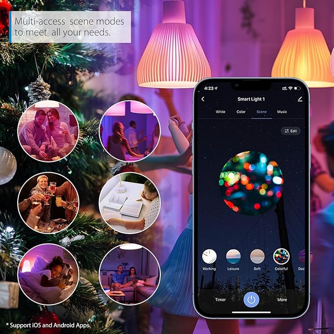 LVWIT Smart Light Bulb, WiFi Chandelier LED Bulb, E12 Base, 4.9W, 470Lm, 6Pk, Color Changing, Dimmable, Compatible with Alexa, Google Home, No Hub Required, B11, Warm White, 50000hrs Life
