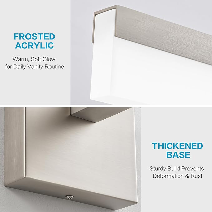 SOLFART LED Vanity Lights Fixtures - 24 inch Brushed Nickel Retractable Modern Bathroom Light Fixture Over Mirror 5CCT
