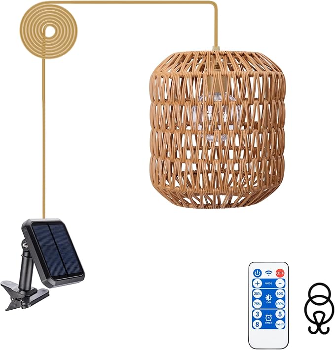 Outdoor Chandelier Solar Pendant Light Outdoor Hanging Lantern Solar Chandelier with Edison Bulb Remote Dimmable Waterproof for Porch Patio Gazebo Garden Yard Decoration