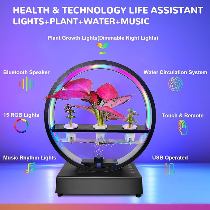 Mothers Day Decorations Lights with Bluetooth Speaker RGB Color Changing Table Ambient Plant Growth Lights Gifts for Mom Mother Women Home Christmas Valentines Mother's Day Decor (Plant Not Included)