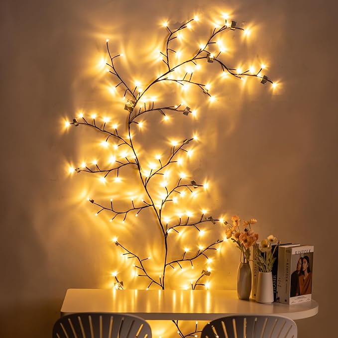 Enchanted Willow Vine Lights with Remote, Christmas Branch Lights with 144 LED for Indoor Outdoor, Artificial Plants Tree Swags Decorations for Walls Bedroom Home Decor (1pc)