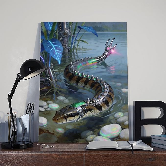 Framed Futuristic Nature Wall Art for Modern Living Room Creative Sci Fi Style Interior Decor 16x24inch(40x60cm)