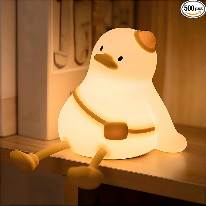 Duck Night Light for Kids,Touch Dimmable,Rechargeable Portable and Squishy Silicone Led Nightlight,Kawaii Gift,Nursery,Toddler,Breastfeeding,Kids Bedroom Decor,Cute Baby Timing Bedside Lamp,Birthday
