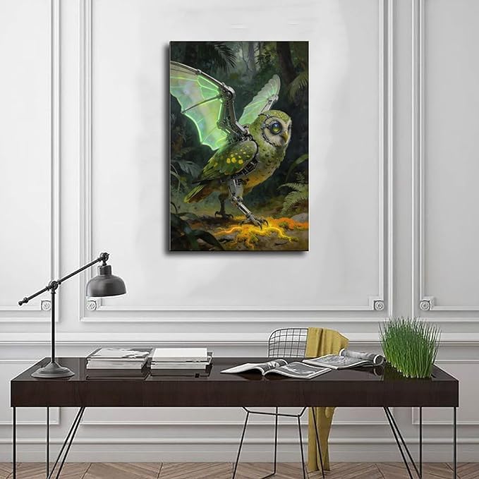 Framed Cyber Fantasy Wall Art for Living Room And Home Office Modern Sci Fi Nature Inspired Decor 20x30inch(50x75cm)