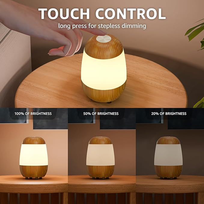 uuffoo 2 Pack Rechargeable Night Light Lamp 3 Color Touch Dimmable LED Portable Table Lamp Battery Operated, USB Changing, Small Cordless Lamp for Bedside Bedroom Travel