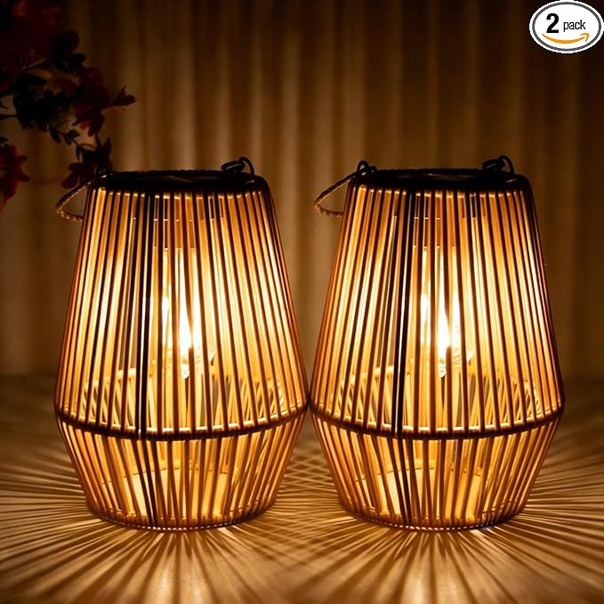 Solar Lanterns Outdoor Waterproof, Hanging Solar Lanterns Outdoor Gifts for Women Mom Grandma LED Garden Decor for Yard, Patio, Backyard, Porch, Trees, Lawn, Pathway (2 Pack)