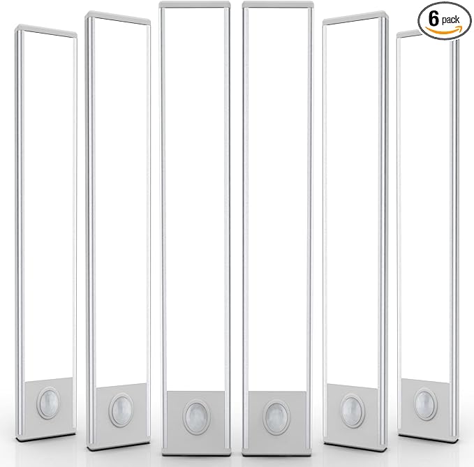 6 Pack Under Cabinet Lights Wireless, 68 LED Motion Sensor Light Indoor Rechargeable Magnetic Closet Lights Battery Operated, Under Counter Lights for Kitchen, Wardrobe, Hallway, Stairs