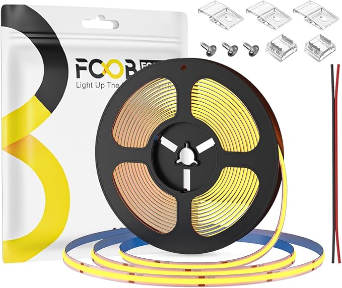 16.4FT COB LED Strip Lights Dimmable DC 24V 2700K Warm White 480LEDs COB Strip, Adhesive Flexible Cuttable Strip Lights for DIY Home Decor Shelf Cabinet (No Adapter or Controller)