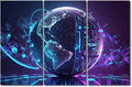 TUMOVO Large Canvas Wall Art Future Energy Power Technology and Internet Connection Concept Pictures Posters, 3 Panel Modern Wall Art for Home Decoration, Framed Ready to Hang, 60" Wx40 H