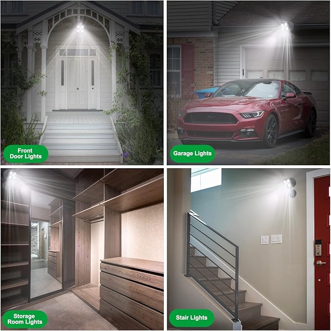 Motion Sensor Outdoor Lights, Battery Operated Outdoor Light, 600LM Motion Detector Lights for Outside, 6000K LED Security Light Battery Powered Spotlight for House Wall, Black(2 Pack)