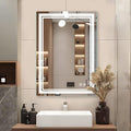 LED Lighted Mirror, 20x28 Inch Bathroom Vanity Mirror Wall Mounted with 3000K/4000K/6000K Adjustable, Anti-Fog, Smart Touch Button, Stepless Dimmable Makeup Mirror, Horizontal/Vertical