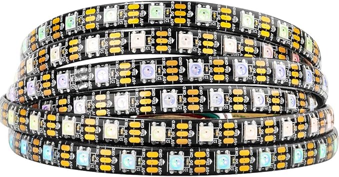 BTF-LIGHTING WS2812B IC RGB LED Strip,UL Listed,Pure Gold Wires,DC5V 16.4FT 300LED 5050SMD,Individually Addressable,Flexible for DIY Chasing Full Color Project,3M Tape,IP65(No Adapter or Controller)